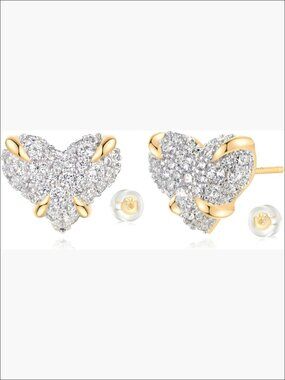 Gold Plated Cubic Zirconia Stud Earrings Hypoallergenic Cluster Everyday Jewelry